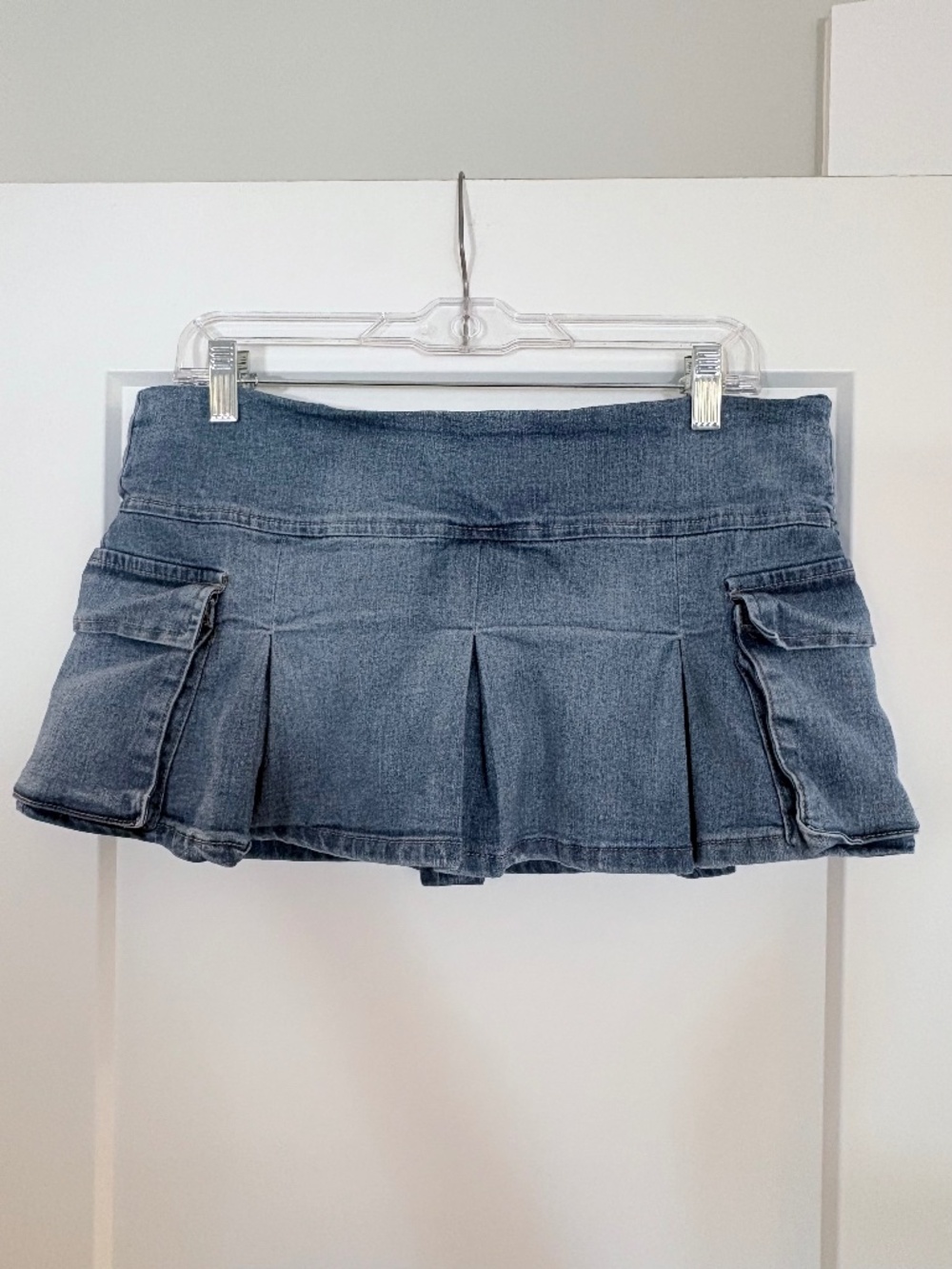 Almost Famous Y2K Denim Pleated Cargo Micro Mini Skort